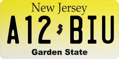 NJ license plate A12BIU