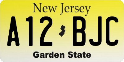 NJ license plate A12BJC