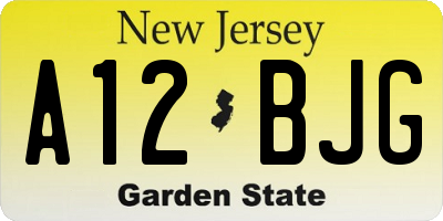 NJ license plate A12BJG