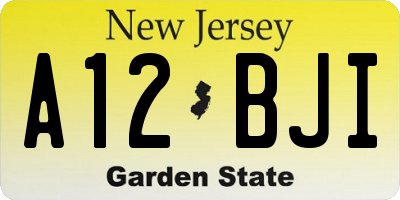 NJ license plate A12BJI