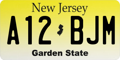 NJ license plate A12BJM