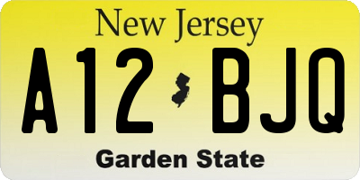 NJ license plate A12BJQ