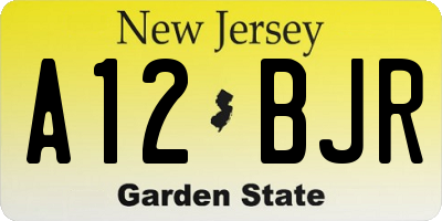 NJ license plate A12BJR