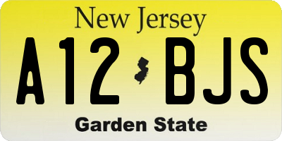 NJ license plate A12BJS