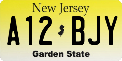 NJ license plate A12BJY