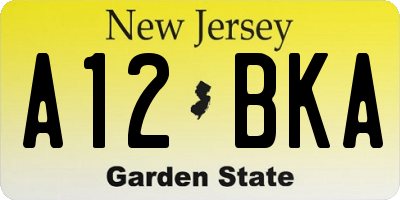 NJ license plate A12BKA
