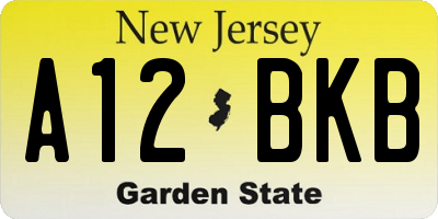 NJ license plate A12BKB