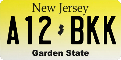 NJ license plate A12BKK
