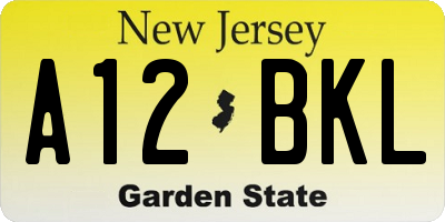 NJ license plate A12BKL