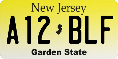 NJ license plate A12BLF