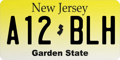 NJ license plate A12BLH