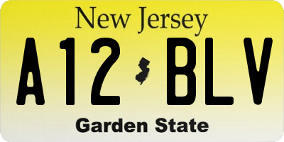 NJ license plate A12BLV