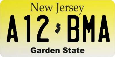 NJ license plate A12BMA