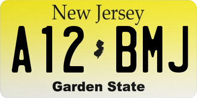 NJ license plate A12BMJ