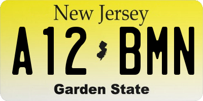 NJ license plate A12BMN