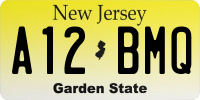 NJ license plate A12BMQ