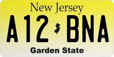 NJ license plate A12BNA