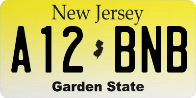 NJ license plate A12BNB
