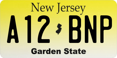 NJ license plate A12BNP
