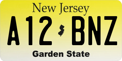 NJ license plate A12BNZ