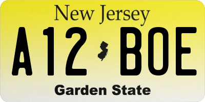 NJ license plate A12BOE