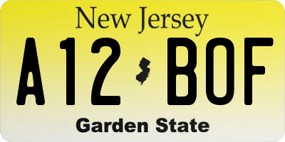 NJ license plate A12BOF