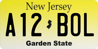 NJ license plate A12BOL