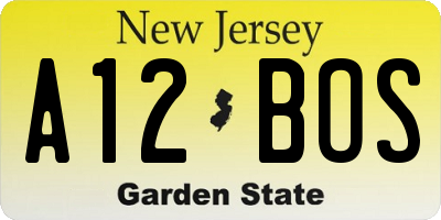 NJ license plate A12BOS