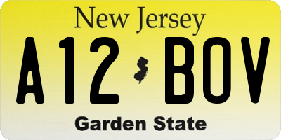 NJ license plate A12BOV