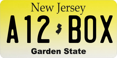 NJ license plate A12BOX