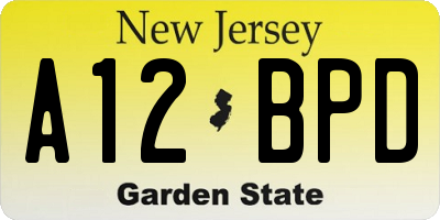 NJ license plate A12BPD
