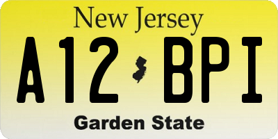 NJ license plate A12BPI