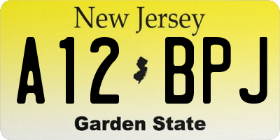 NJ license plate A12BPJ