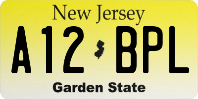 NJ license plate A12BPL