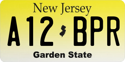 NJ license plate A12BPR