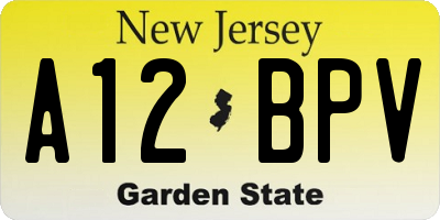 NJ license plate A12BPV