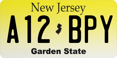 NJ license plate A12BPY