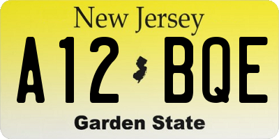 NJ license plate A12BQE