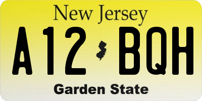 NJ license plate A12BQH