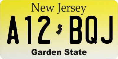 NJ license plate A12BQJ