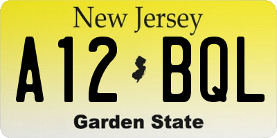 NJ license plate A12BQL