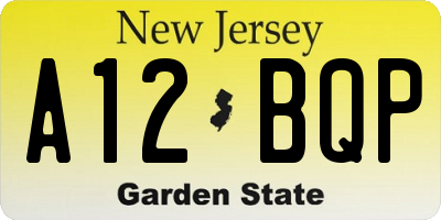 NJ license plate A12BQP