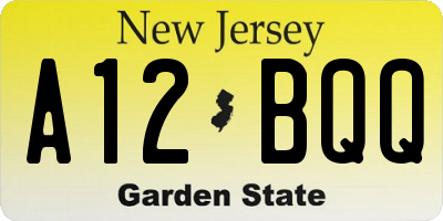 NJ license plate A12BQQ