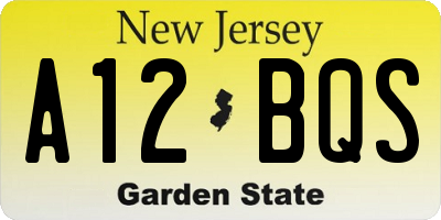 NJ license plate A12BQS
