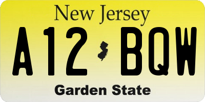 NJ license plate A12BQW