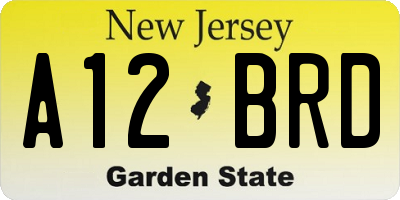 NJ license plate A12BRD