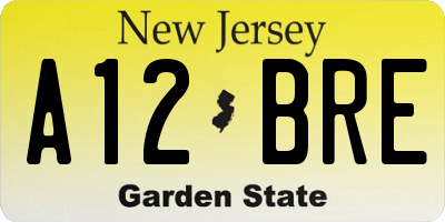 NJ license plate A12BRE