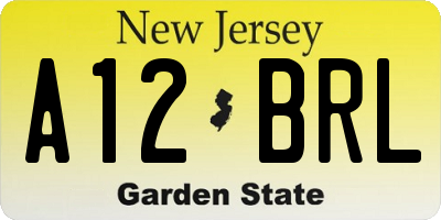 NJ license plate A12BRL