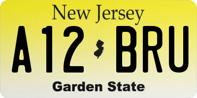 NJ license plate A12BRU
