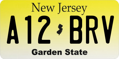 NJ license plate A12BRV